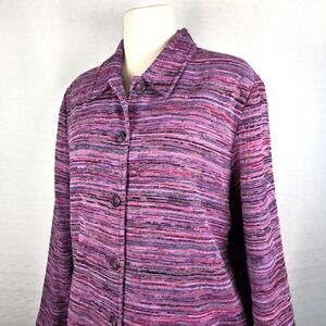 Coldwater Creek Pink Striped Jacquard Blazer Women's L‎ Career Secretary Office